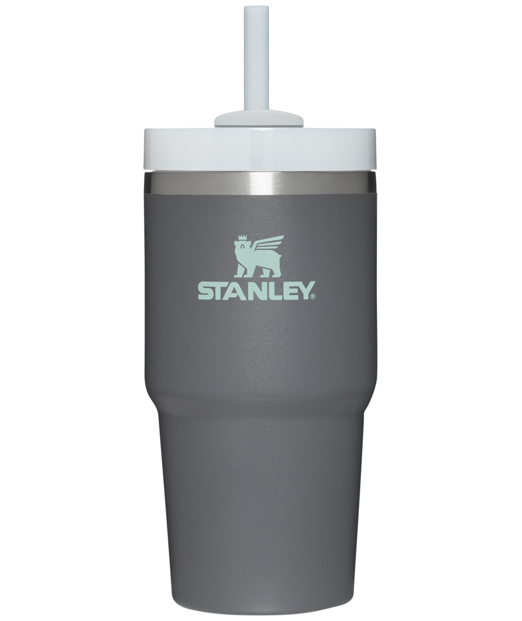 Splash-Resistant FlowState The Quencher H2.0 Flowstate Tumbler | Stanley Create D330L - Double-Wall Vacuum Insulated Travel Tumbler with Straw - Charcoal