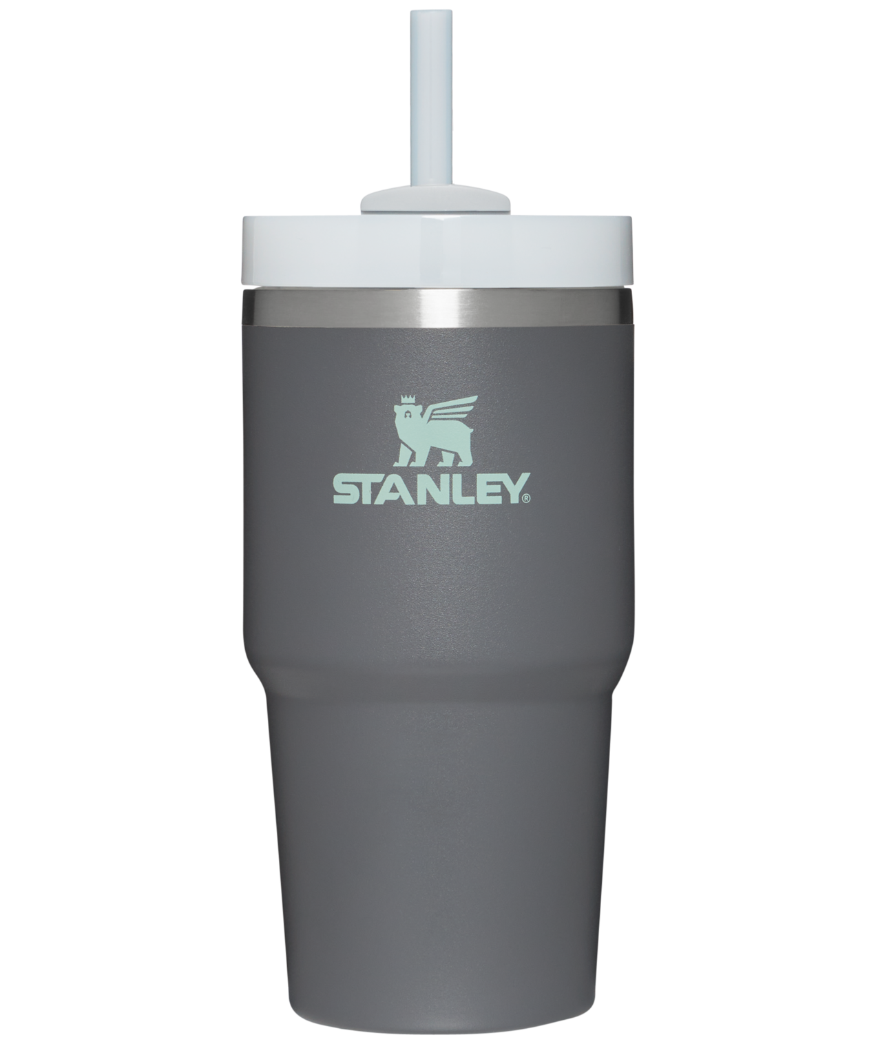 Splash-Resistant FlowState The Quencher H2.0 Flowstate Tumbler | Stanley Create D330L - Double-Wall Vacuum Insulated Travel Tumbler with Straw - Charcoal