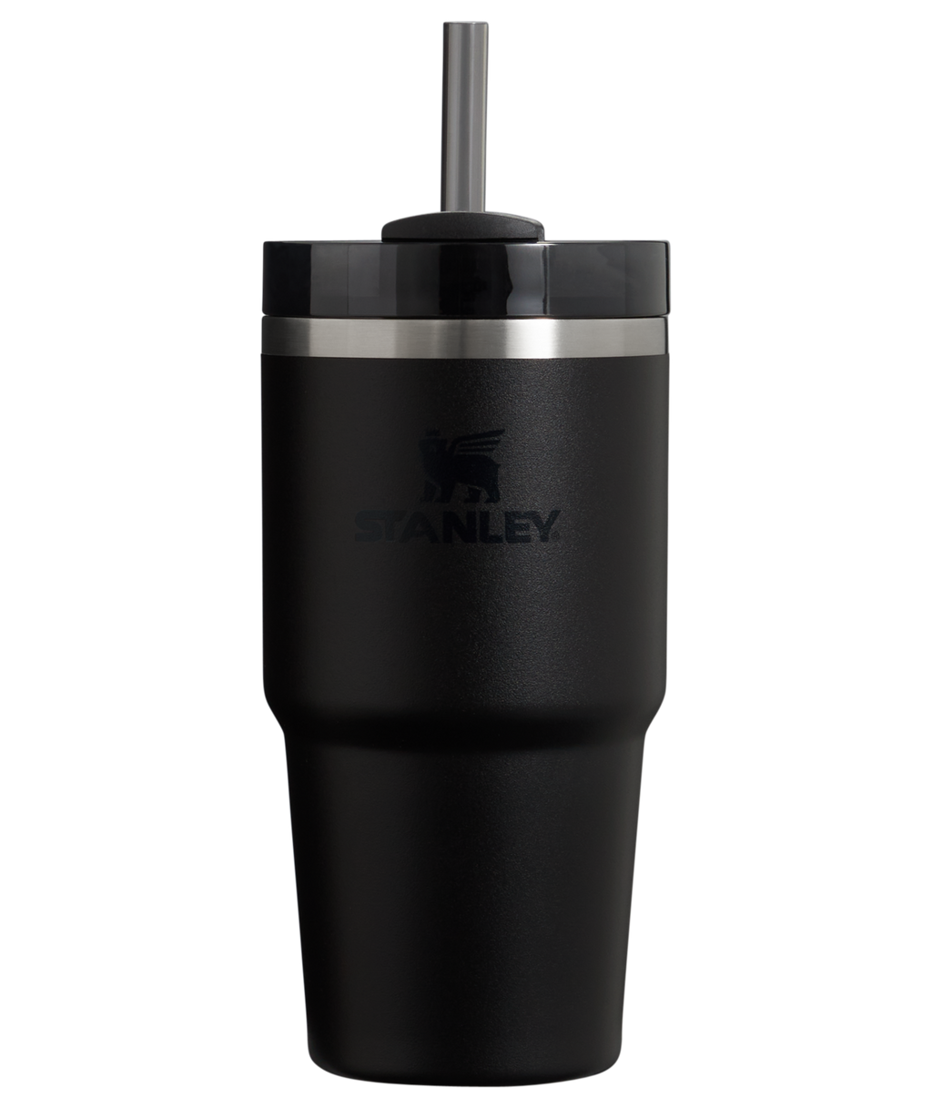 Splash-Resistant FlowState The Quencher H2.0 Flowstate Tumbler | Stanley Create D330L - Double-Wall Vacuum Insulated Travel Tumbler with Straw - Black 2.0