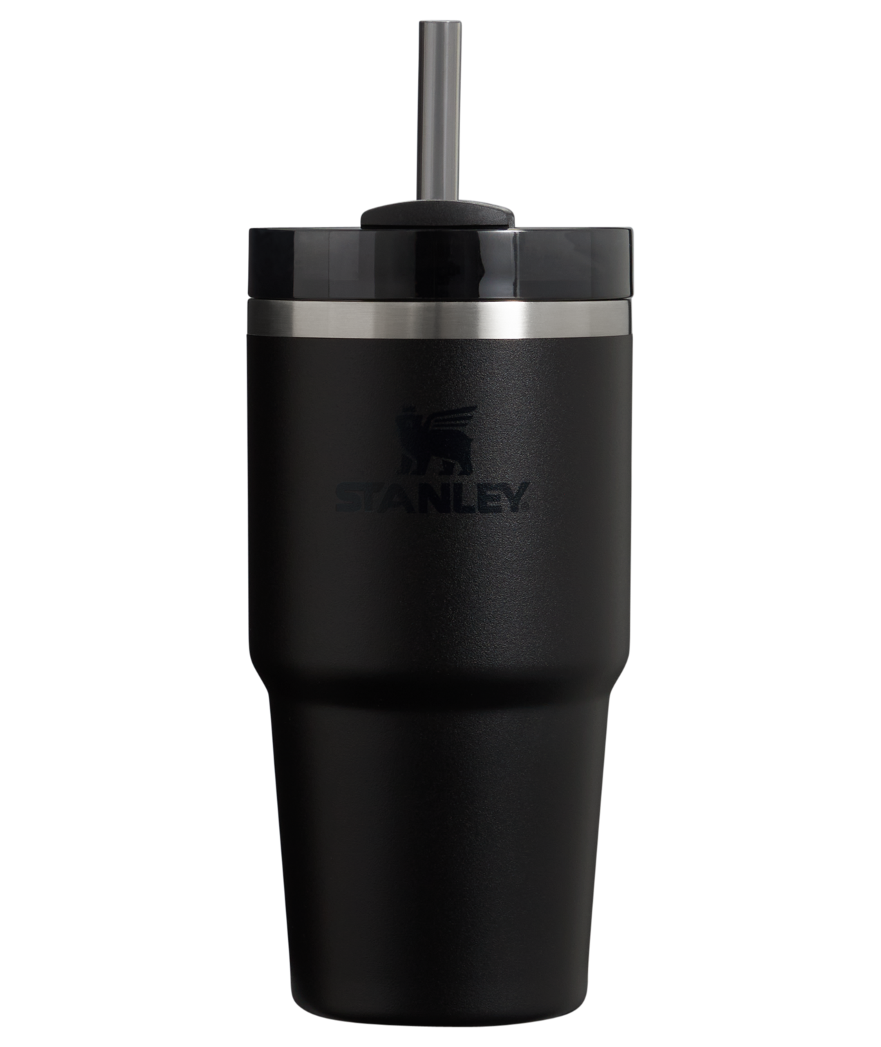 Splash-Resistant FlowState The Quencher H2.0 Flowstate Tumbler | Stanley Create D330L - Double-Wall Vacuum Insulated Travel Tumbler with Straw - Black 2.0