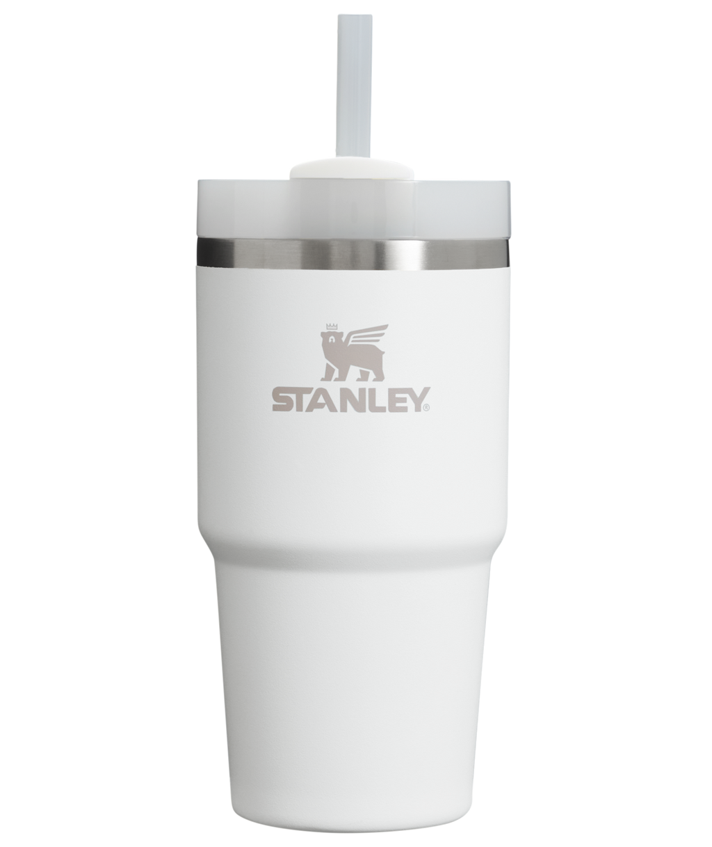 Splash-Resistant FlowState The Quencher H2.0 Flowstate Tumbler | Stanley Create D330L - Double-Wall Vacuum Insulated Travel Tumbler with Straw - Frost
