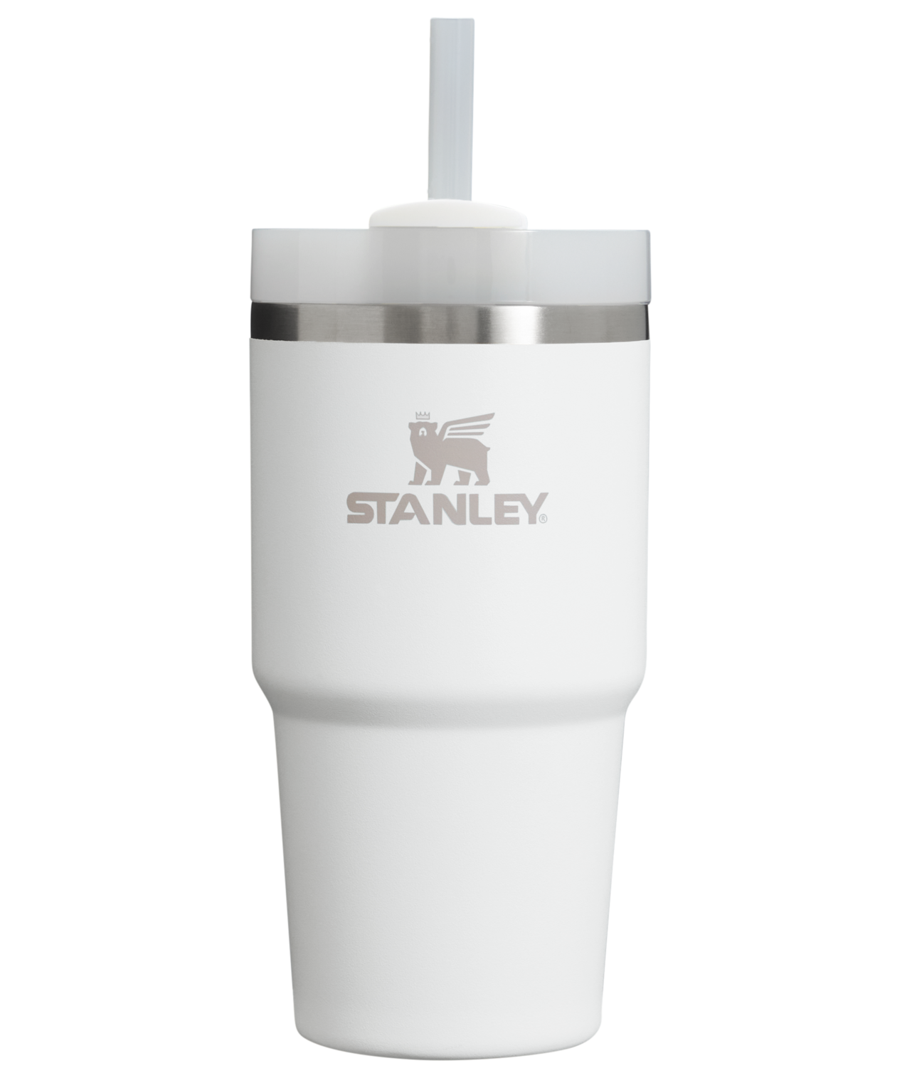 Splash-Resistant FlowState The Quencher H2.0 Flowstate Tumbler | Stanley Create D330L - Double-Wall Vacuum Insulated Travel Tumbler with Straw - Frost