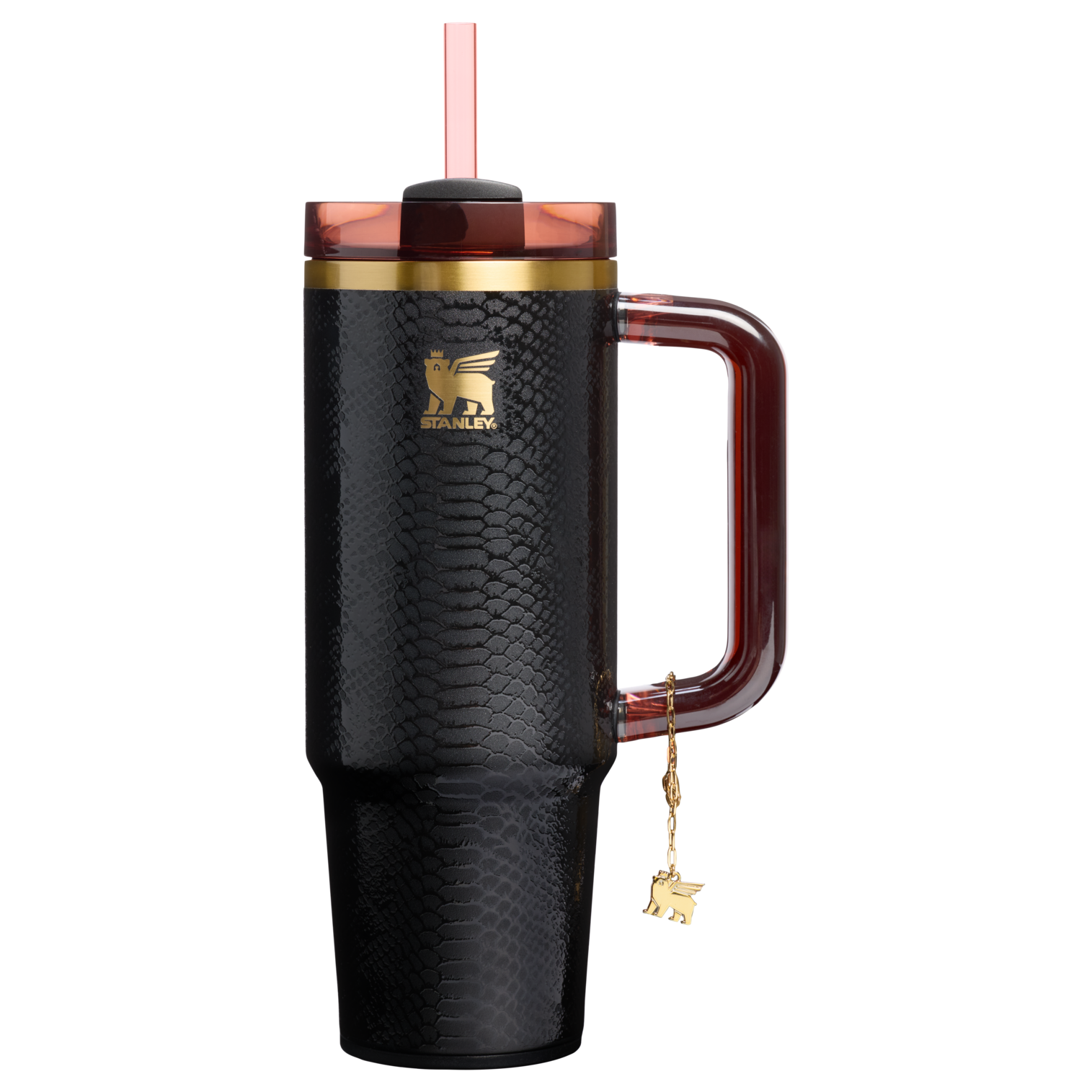 Splash-Resistant FlowState The Quencher Luxe H2.0 Flowstate Tumbler D171F - 40oz Large Capacity Car-Cup Friendly Quencher - Black Snakeskin