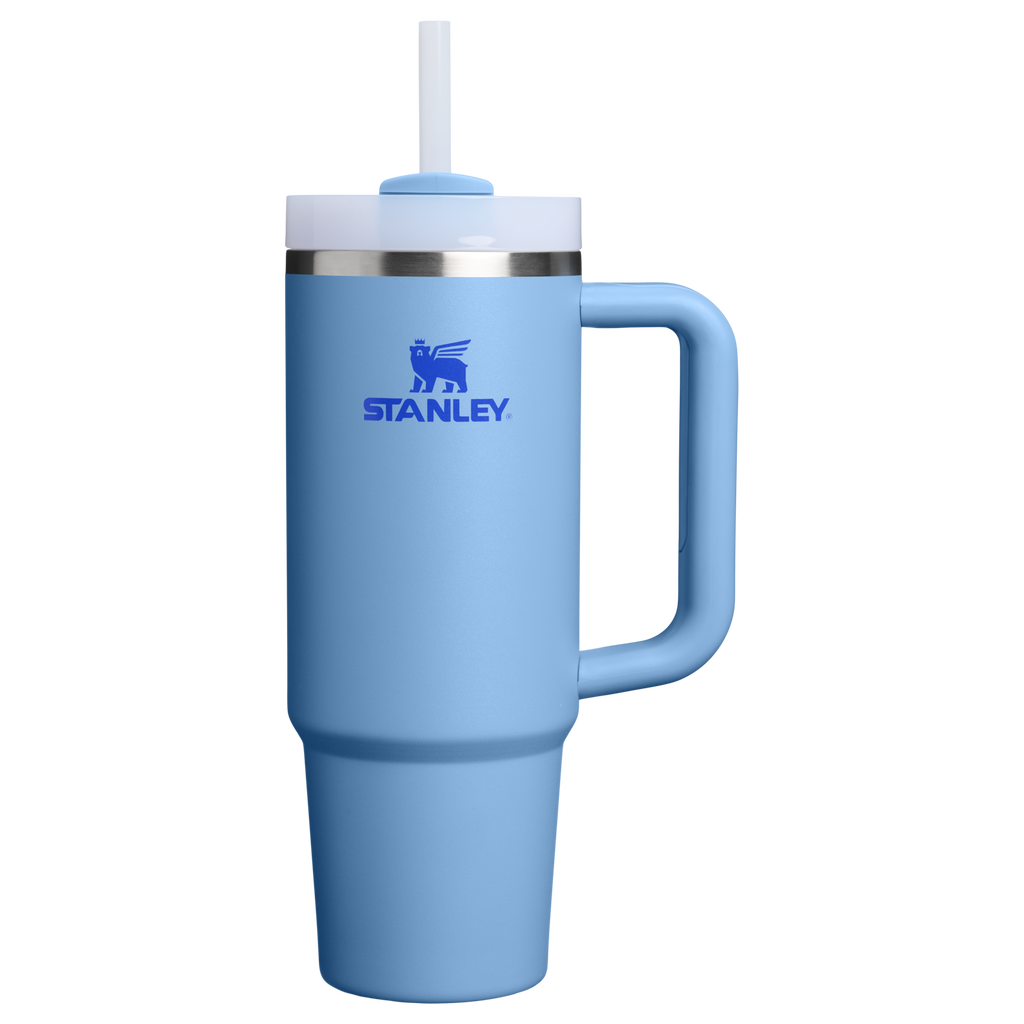 Splash-Resistant FlowState The Quencher H2.0 Flowstate Tumbler | Stanley Create D331C - Premium Stainless Steel Straw Cup for All-Day Hydration - Blue Sky