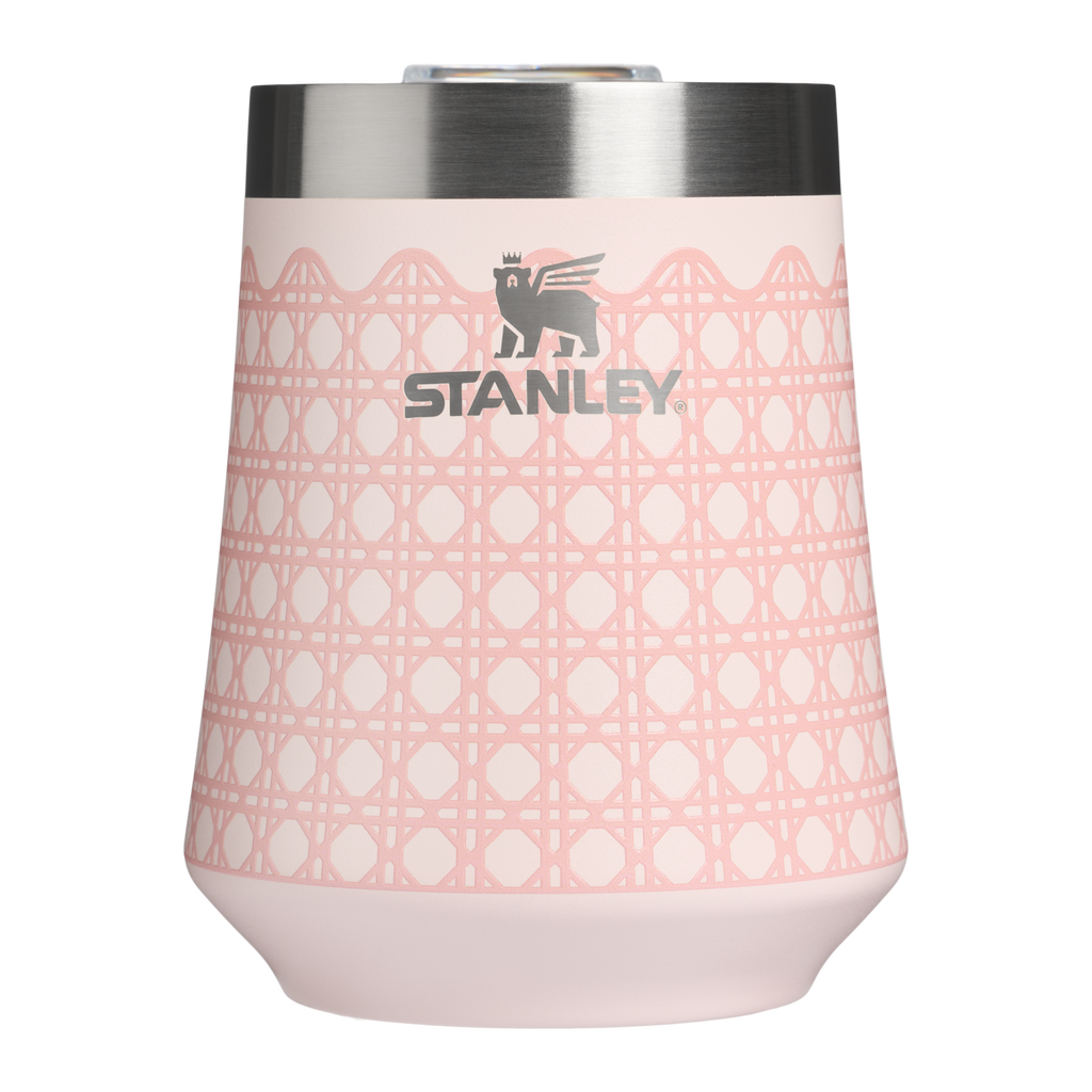 Flavor-Preserving The Reserve Wine Tumbler D352C - Premium Insulated Egg-Shaped Wine Glass for Outdoors - Rose Quartz Rattan