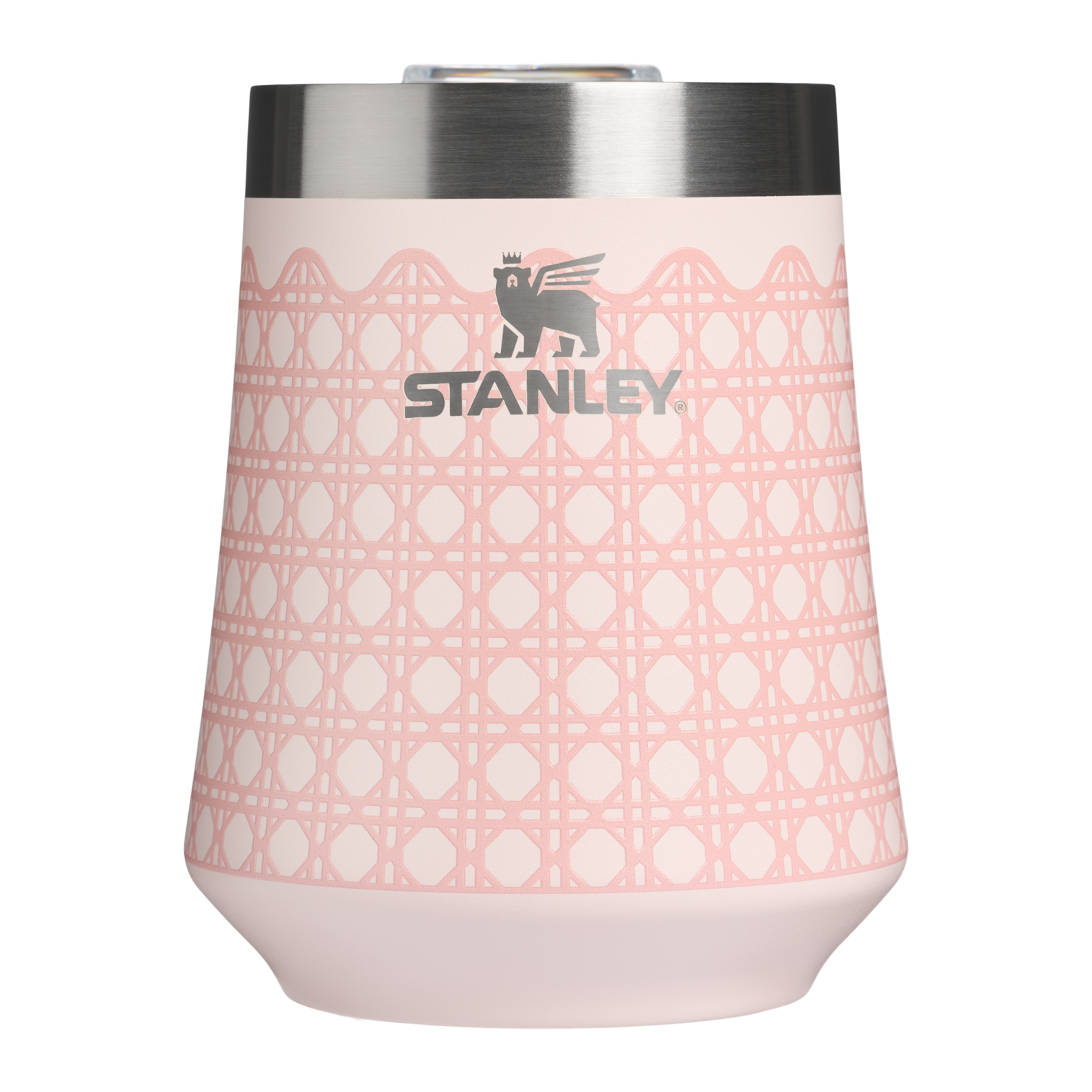 Flavor-Preserving The Reserve Wine Tumbler D352C - Premium Insulated Egg-Shaped Wine Glass for Outdoors - Rose Quartz Rattan