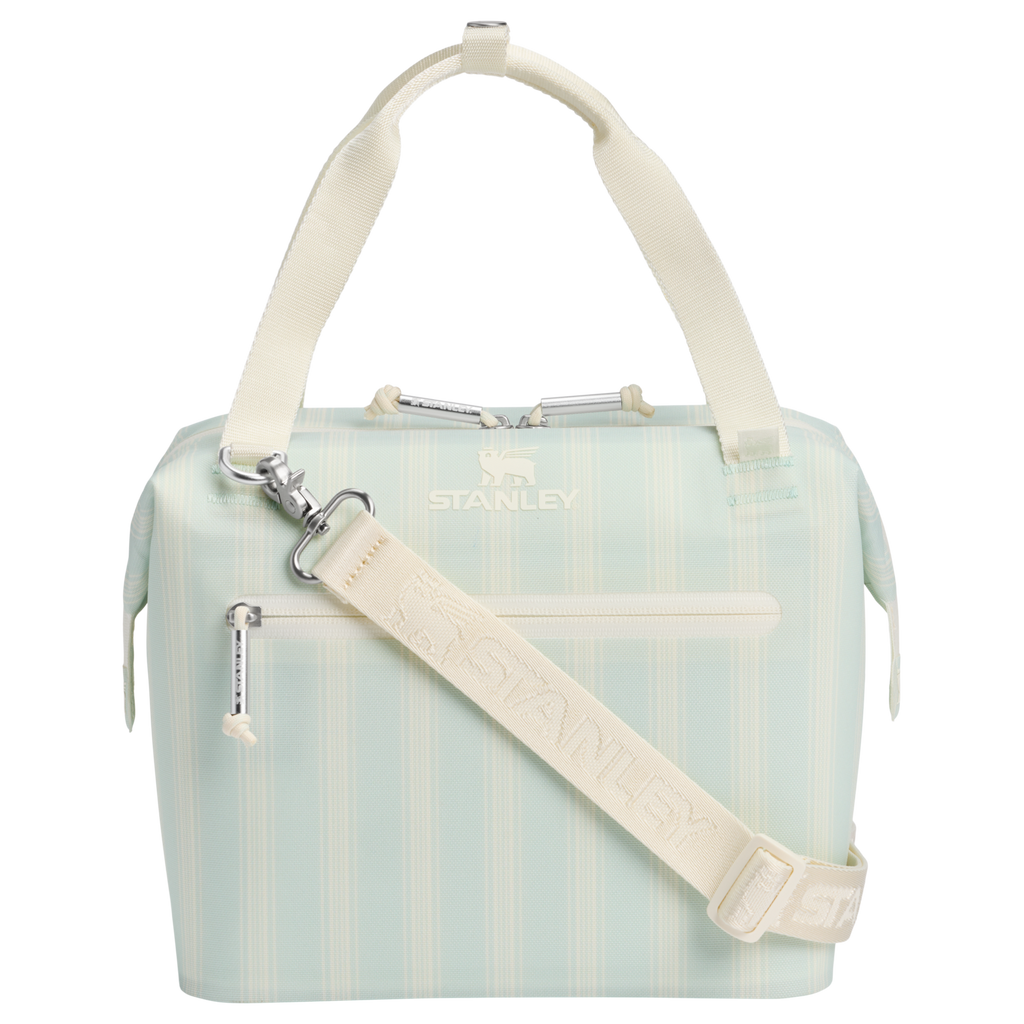 Premium All-Weather The All Day Julienne Mini Cooler D349V - Compact All-Weather Soft-Sided Cooler Backpack - Mist Picnic Stripe