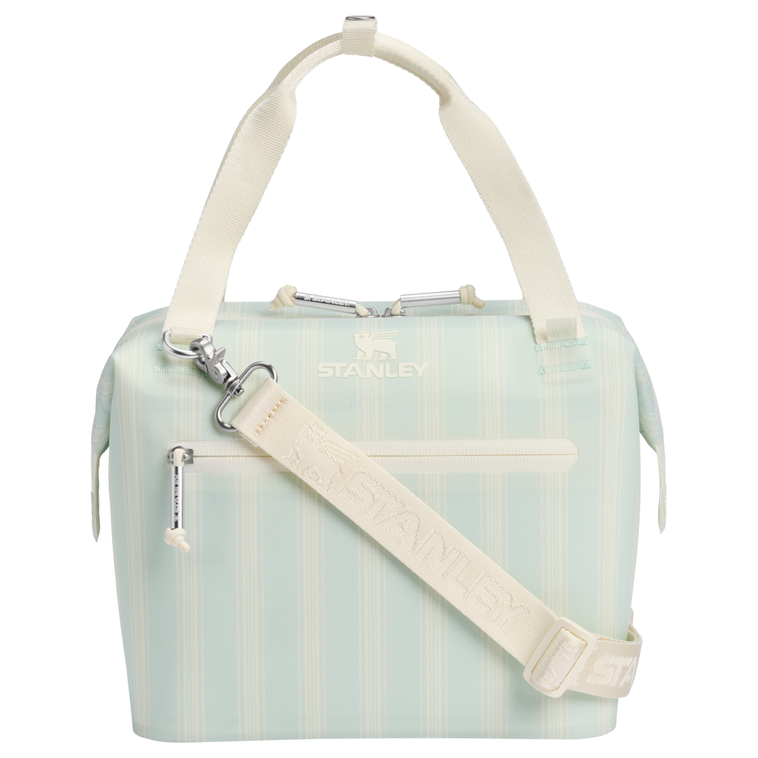 Premium All-Weather The All Day Julienne Mini Cooler D349V - Compact All-Weather Soft-Sided Cooler Backpack - Mist Picnic Stripe