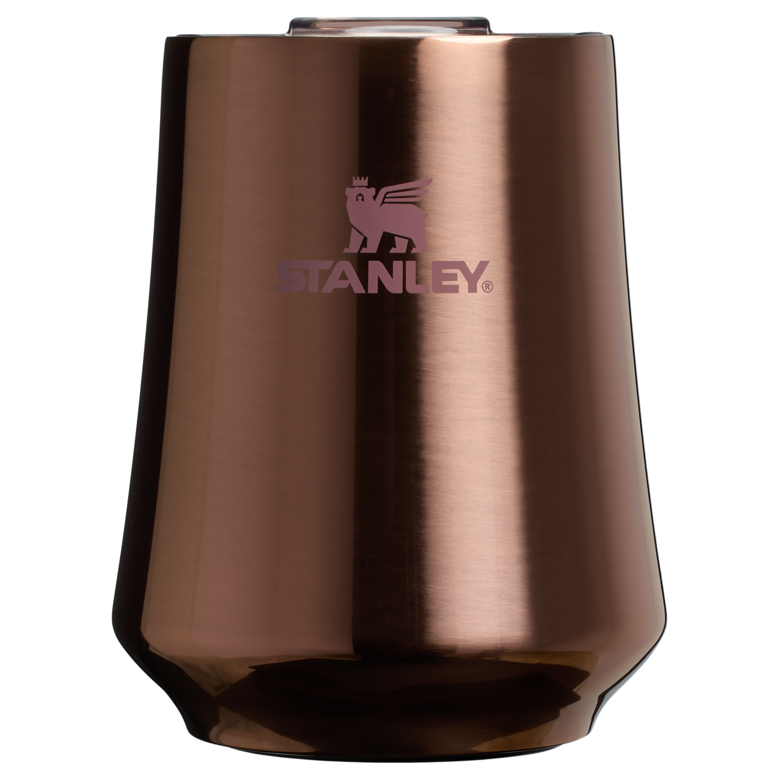 Elegant Stemless The Reserve Wine Tumbler D125V - Premium Insulated Egg-Shaped Wine Glass for Outdoors - Polished Rose Gold
