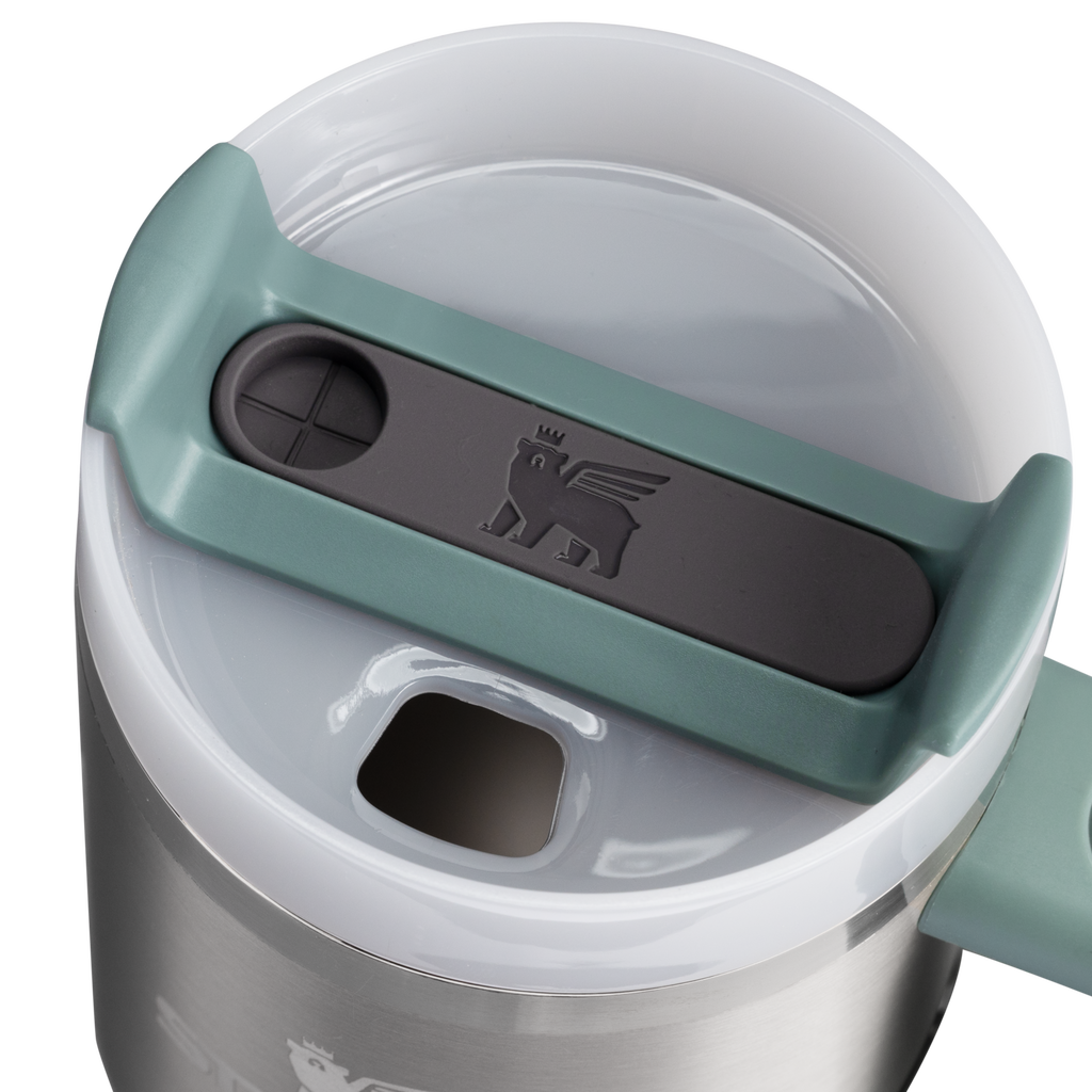 Large Capacity The Quencher H2.O Flowstate Tumbler with Handle | Stanley Create D309N - Double-Wall Vacuum Insulated Travel Tumbler with Straw Detail