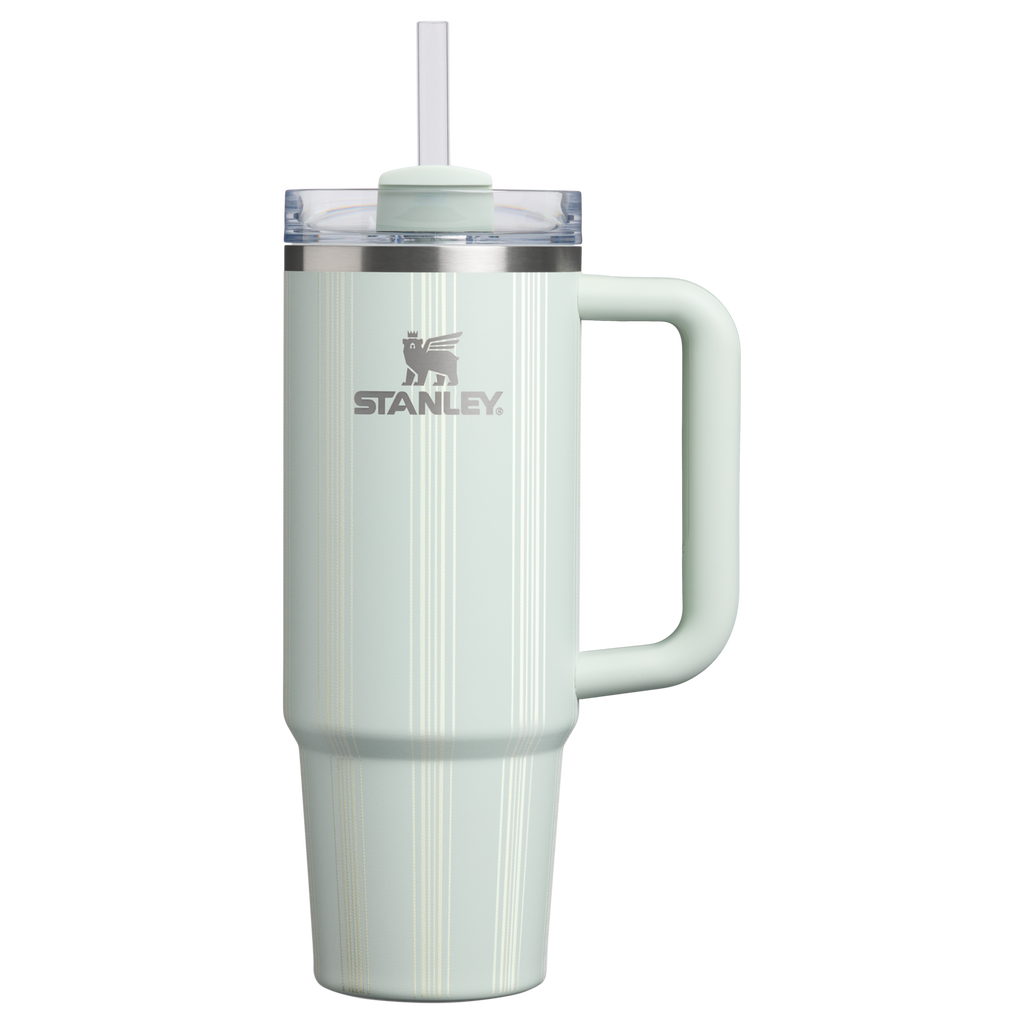 Splash-Resistant FlowState The Quencher H2.0 Flowstate Tumbler D343V - Double-Wall Vacuum Insulated Travel Tumbler with Straw - Mist Picnic Stripe