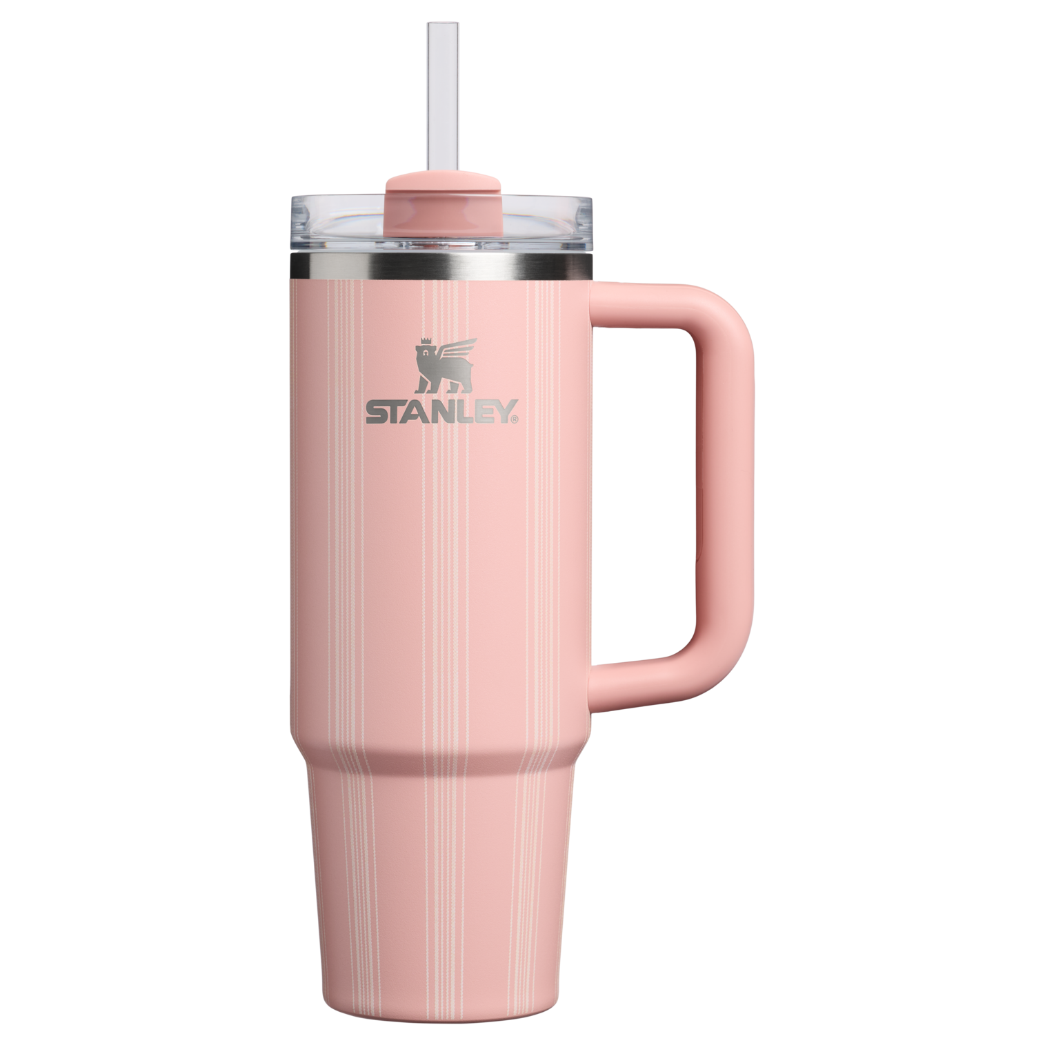 Splash-Resistant FlowState The Quencher H2.0 Flowstate Tumbler D343V - Double-Wall Vacuum Insulated Travel Tumbler with Straw - Peach Rose Picnic Stripe