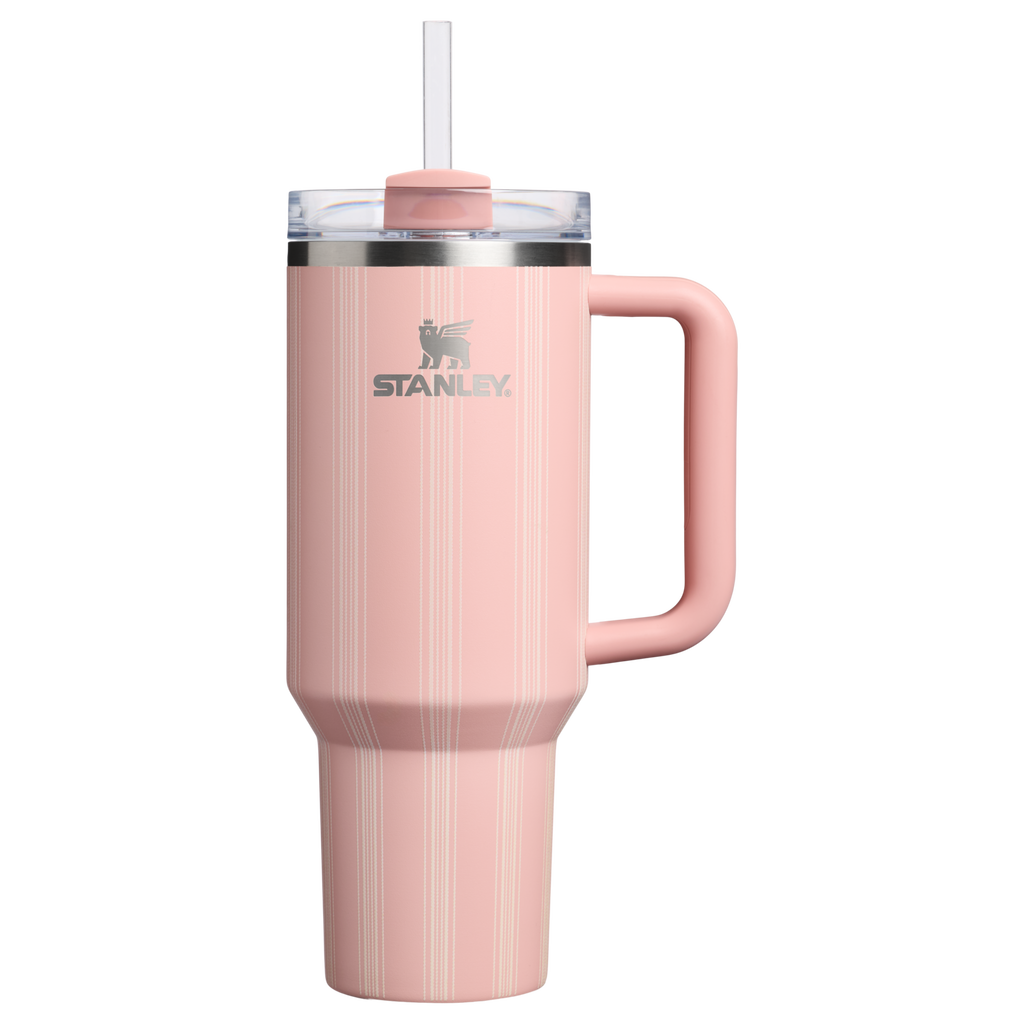 Large Capacity The Quencher H2.0 Flowstate Tumbler D342C - Premium Stainless Steel Straw Cup for All-Day Hydration - Peach Rose Picnic Stripe