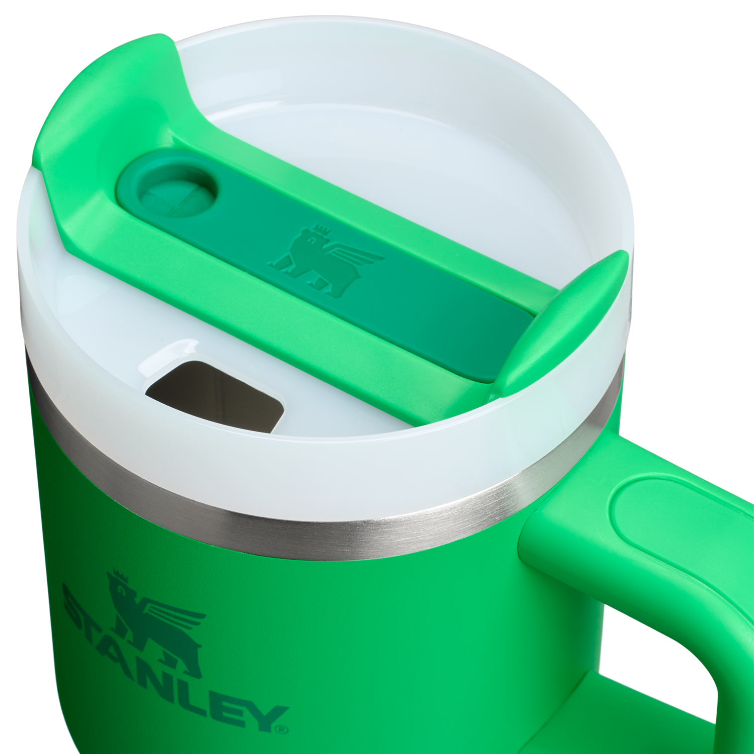 Large Capacity The Quencher H2.O Flowstate Tumbler with Handle | Stanley Create D309N - Double-Wall Vacuum Insulated Travel Tumbler with Straw Detail