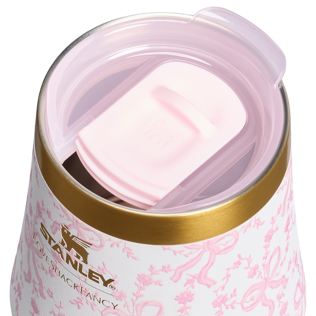 Flavor-Preserving Stanley 1913 x LoveShackFancy Holiday Reserve Wine Tumbler D367F - Elegant Stemless Vacuum Insulated Wine Tumbler Detail