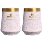 Shatterproof Luxury Stanley 1913 x LoveShackFancy Holiday The Reserve Wine Tumbler Set | 2-pack D205C - Elegant Stemless Vacuum Insulated Wine Tumbler - Coquette Bow Chantilly