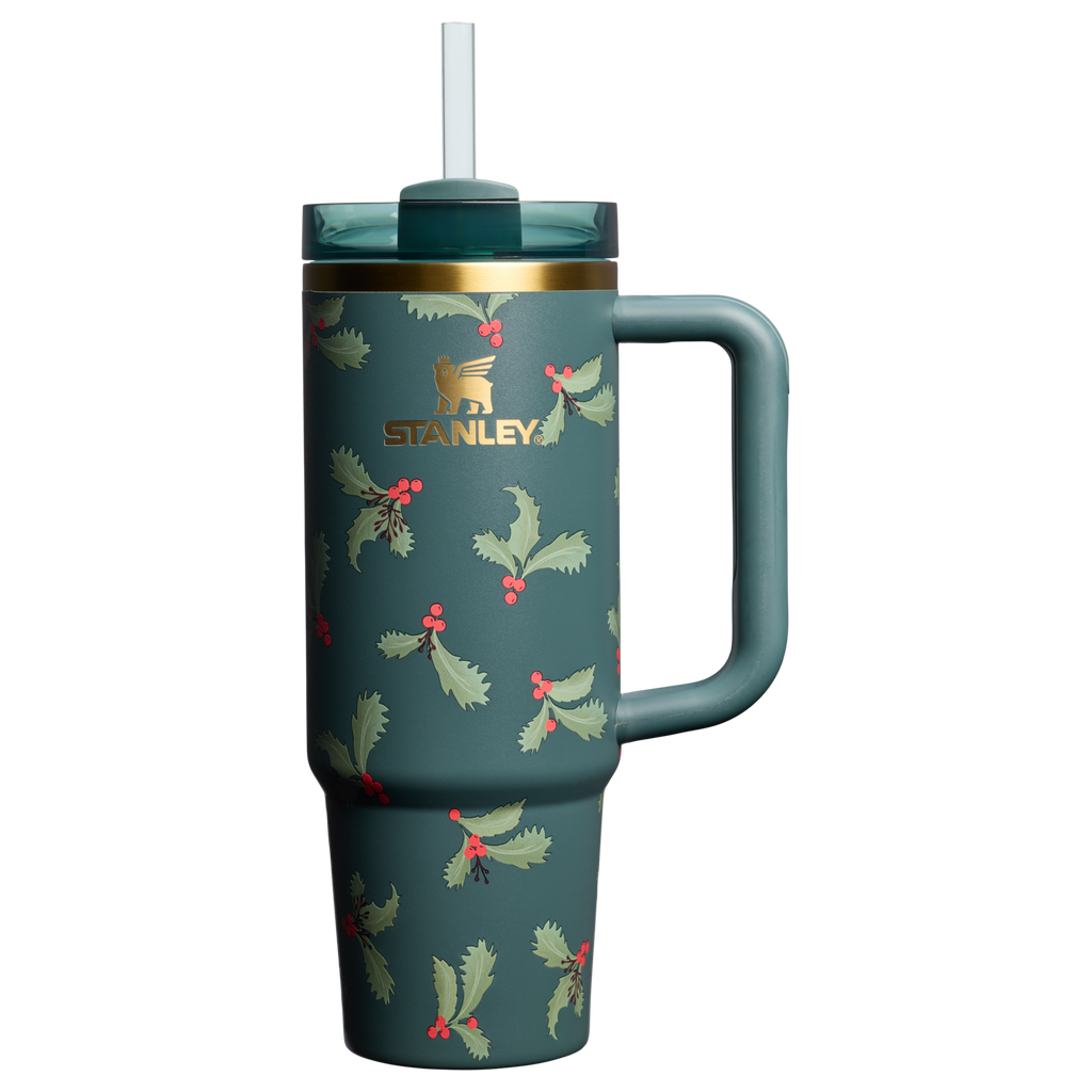 Car-Cup Friendly The Cheers & Cheer Quencher H2.0 Flowstate Tumbler D189S - Premium Stainless Steel Straw Cup for All-Day Hydration - Holiday Botanical