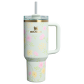 Double-Wall Vacuum The Easter Quencher H2.0 Flowstate Tumbler D256K - Premium Stainless Steel Straw Cup for All-Day Hydration - Spring Blossoms