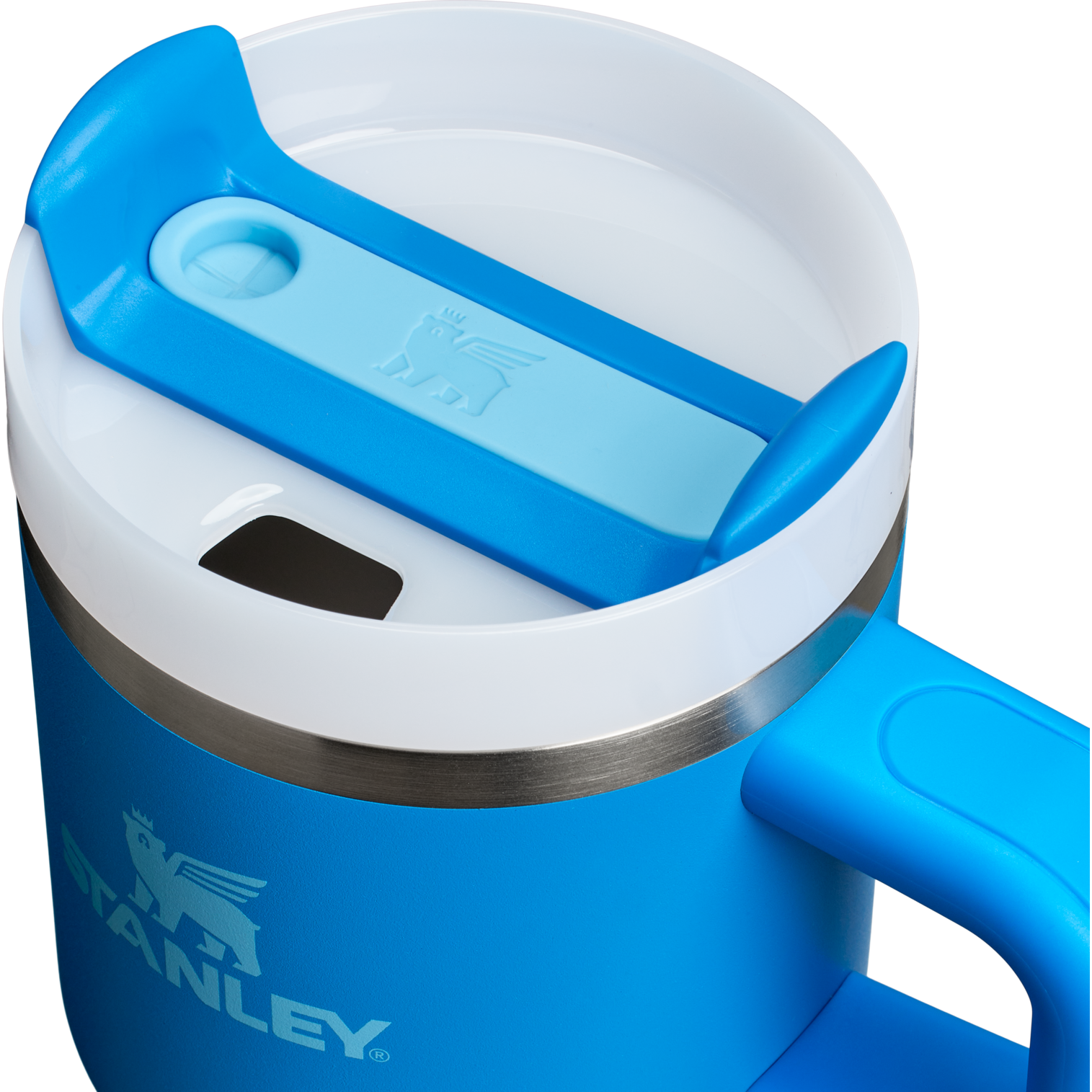 Large Capacity The Quencher H2.O Flowstate Tumbler with Handle | Stanley Create D309N - Double-Wall Vacuum Insulated Travel Tumbler with Straw Detail