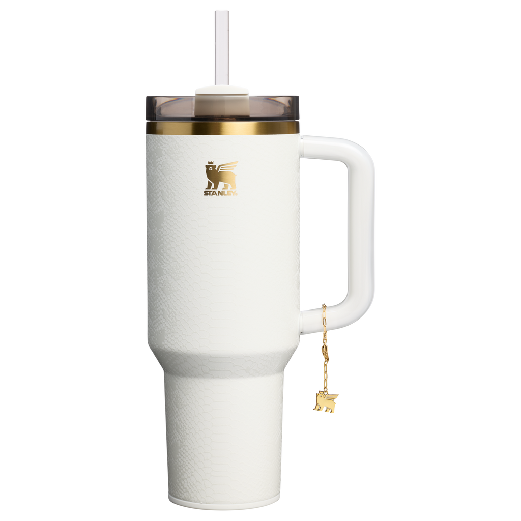 Car-Cup Friendly The Quencher Luxe H2.0 Flowstate Tumbler D170A - Premium Stainless Steel Straw Cup for All-Day Hydration - Pale Stone Snakeskin