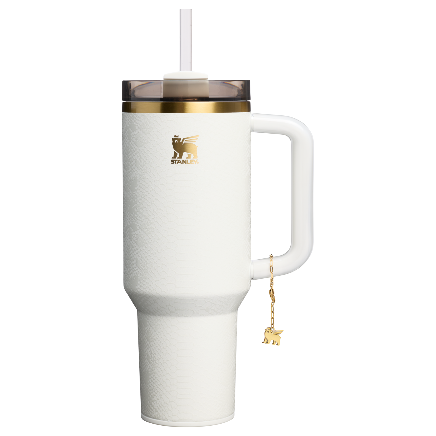 Car-Cup Friendly The Quencher Luxe H2.0 Flowstate Tumbler D170A - Premium Stainless Steel Straw Cup for All-Day Hydration - Pale Stone Snakeskin
