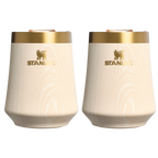 Premium Matte The Cheers & Cheer Reserve Wine Tumbler | 2-pack D190T - Premium Insulated Egg-Shaped Wine Glass for Outdoors - Birch Woodgrain